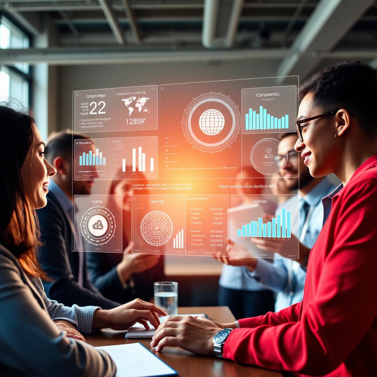 Diverse professionals engaged in workforce development on the LUME platform